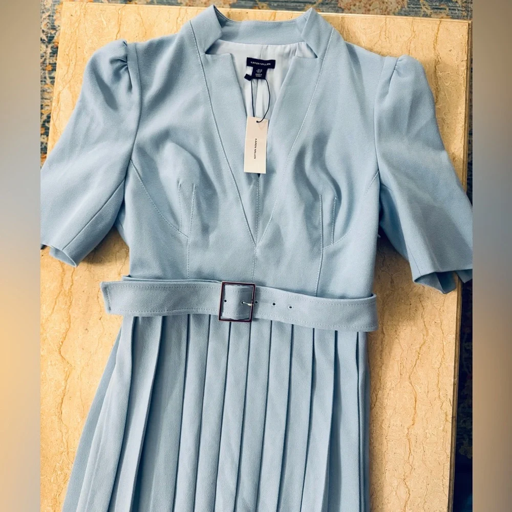 NWT KAREN MILLEN Tall Structured Crepe Forever Pleated Midi Dress. $439 - Picture 10 of 14